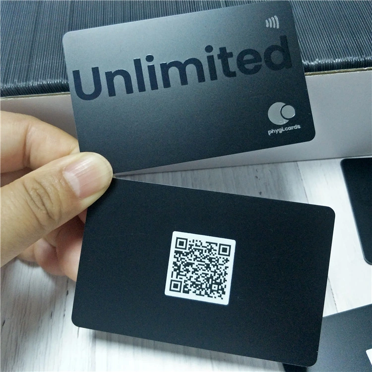 Tap to Go Smart Phone Use Spot UV Print Matte Black Digital NFC Business Card for Modern Social Media Networking