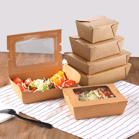 Einweg-Back-Dessert-Verpackungsbox aus Papier in Sondergröße, Kraftbox mit Fenster, Lebensmittelverpackung zum Mitnehmen